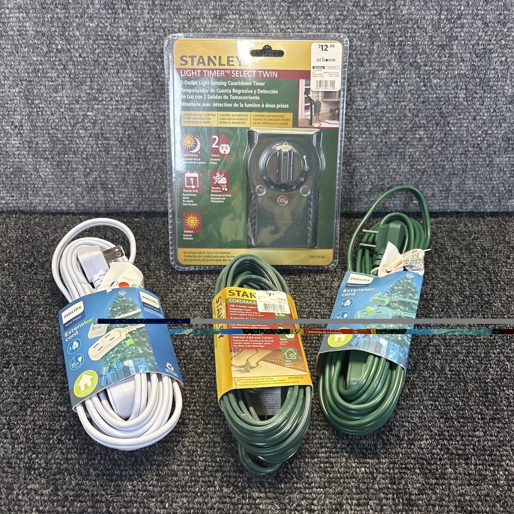 Stanley Light Timer~(2) Philips Indoor Extension Cord~(1) Stanley Extension Cord